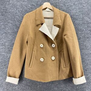 HWR Jacket Women S Small Brown Collared Wool Button Up Long Sleeve Pockets